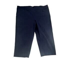 Zac & Rachel Navy Blue Pull On Crop Pants Womens 22W Stretch Office Trousers